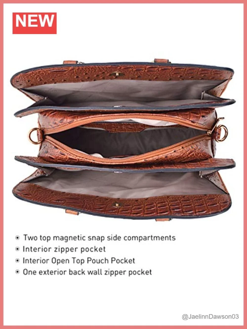Women Vegan Leather Satchel Tote Handbag Set 2pcs with 3 Compartments